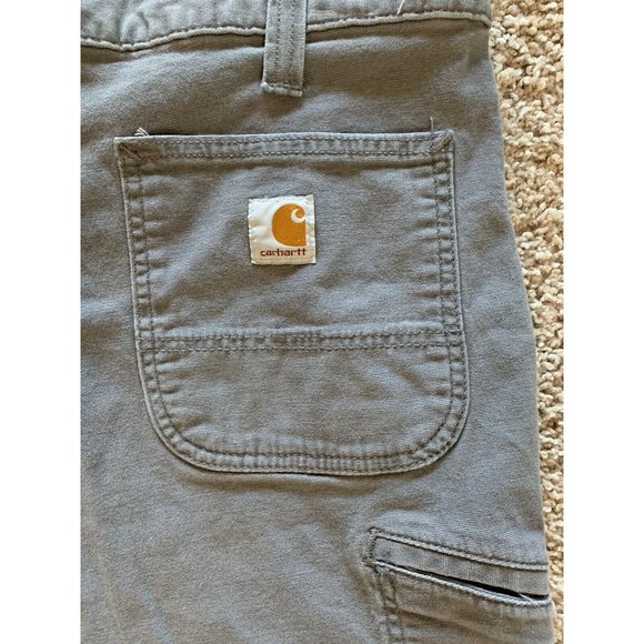 Carhartt Men's 40 Relaxed Fit Grey Canvas Carpenter Shorts 102514-039 EUC - Picture 5 of 11